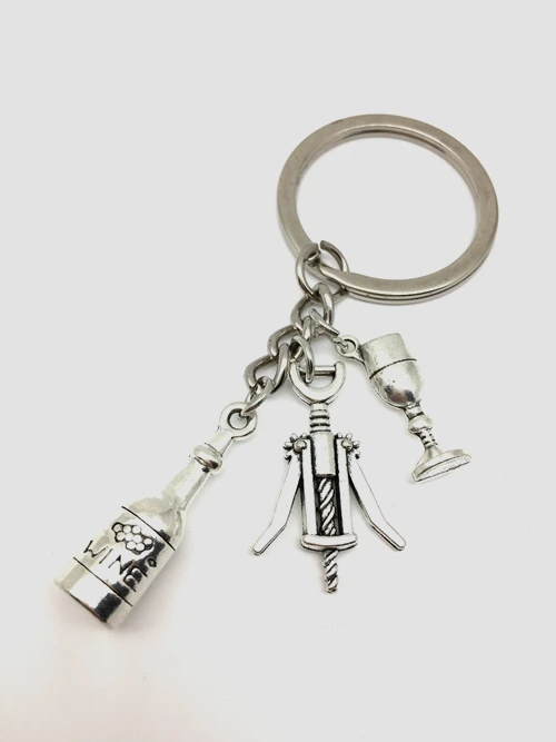 

fashion hot Tibet silver alloy wine bottle opener wine cup key chain, men and women pendant key chain jewelry, waist ornaments.