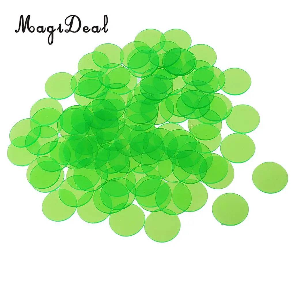 MagiDeal 300pc Translucent Bingo Chips Markers 3/4 Inch Poker Chips for Bingo Poker Board Game Cards Casino Accessories