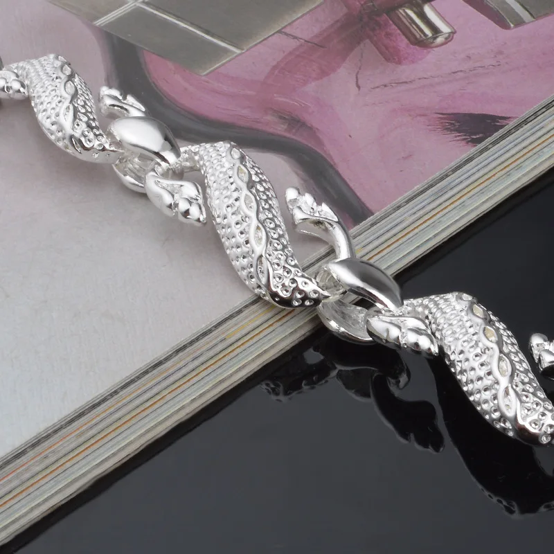 OMHXZJ,, модные вечерние женские и девичьи браслеты, серебряный браслет с цепочкой в виде дракона, 925 пробы, BR56