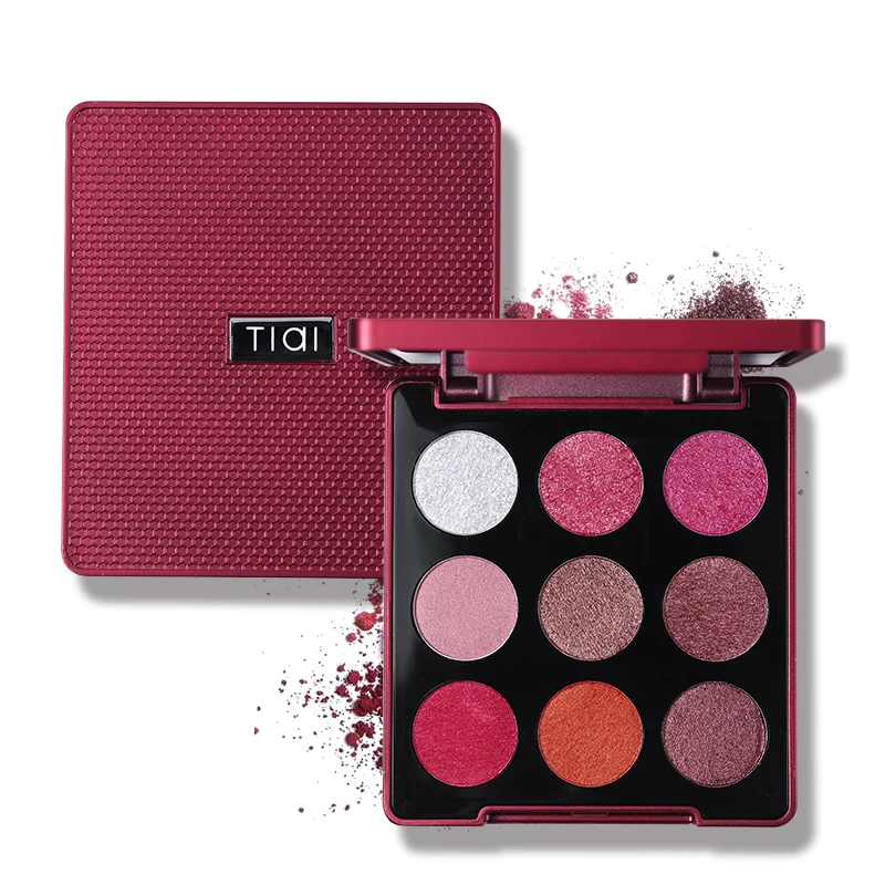 

TIAI 9 Color Glitter Stain Eyeshadow Palette Creamy Smooth Matte Eye Shadow Natual Diamond Red Nude Pigment Waterproof Makeup