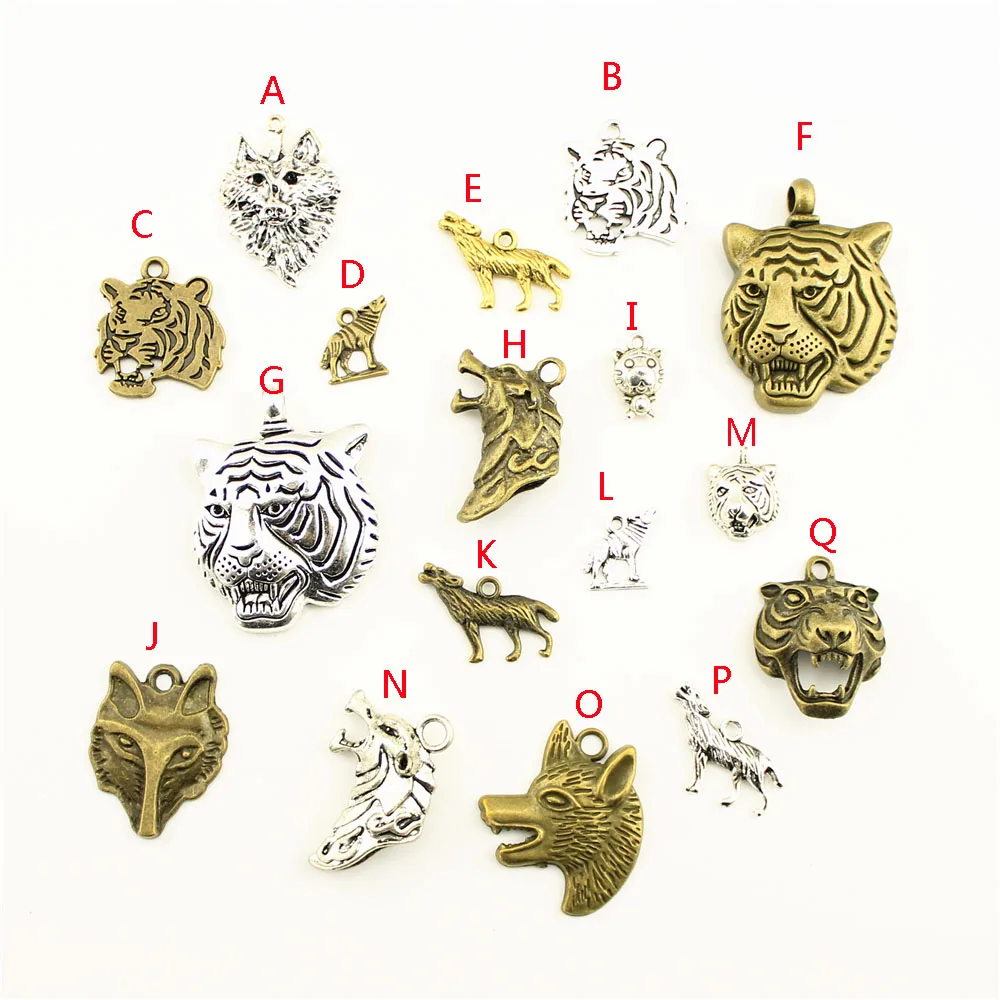 

3 Piece Animal Wolf Tiger Charms Pendant For DIY Jewelry Making Handmade Bracelet Necklace Key Chain Bag Accessories M038