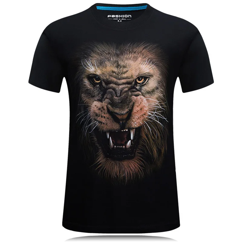 men's cotton t-shirts 2018 3D t shirt men fierce lion pattern T-shirt stereo Rock tshirt Hip Hop round neck t-shirt 5 6XL | Мужская