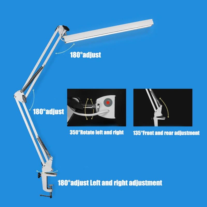 Стильный металлический светодиодный Architect настольная лампа на зажиме лампа для офиса с USB поворотным рычагом затемняемая лампа 3 уровня яркости