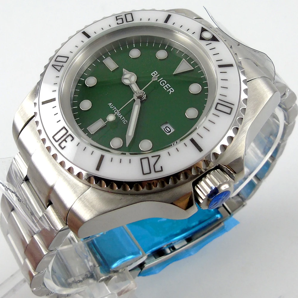 Aliexpress.com : Buy Bliger 44mm green Sterile dial white Ceramic Bezel