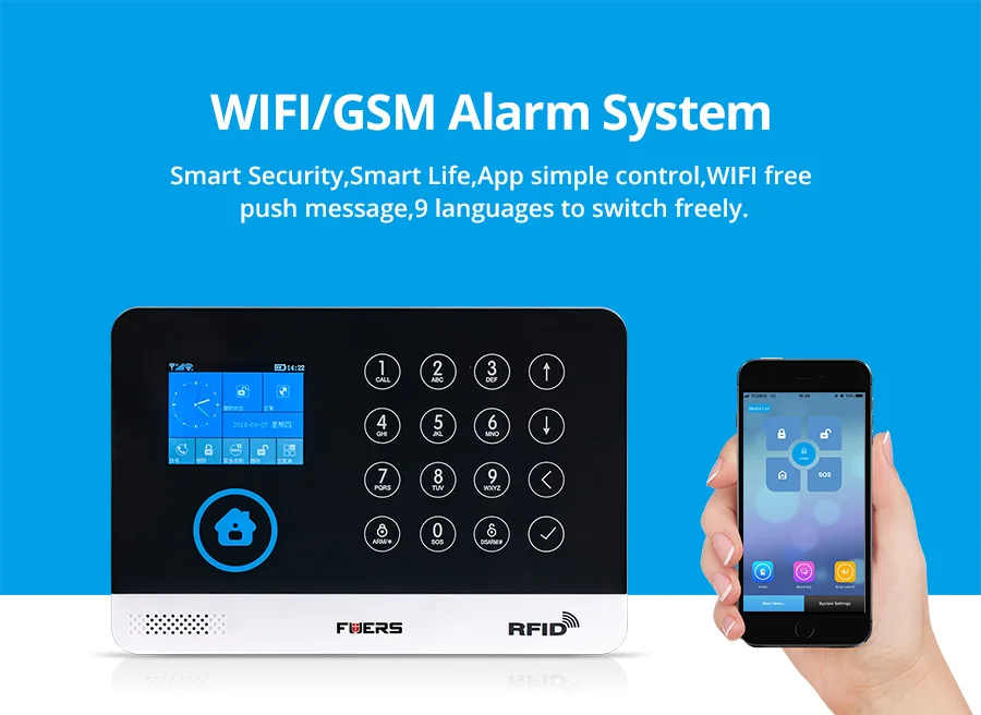 FUERS WG11 Wi-Fi GSM беспроводная домашняя бизнес охранная сигнализация Система управления приложением сирена RFID детектор движения PIR датчик дыма