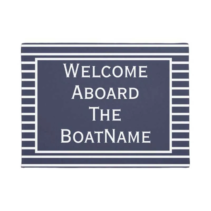 

Navy and White Welcome Aboard Boat Doormat Home Decoration Entry Non-slip Door Mat Rubber Washable Floor Home