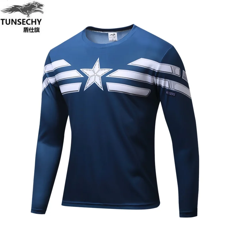 

2016 Marvel Avengers Captain America 2 winter soldier deadpool Costume 3d Superhero T shirt Men Long sleeves tshirt homme