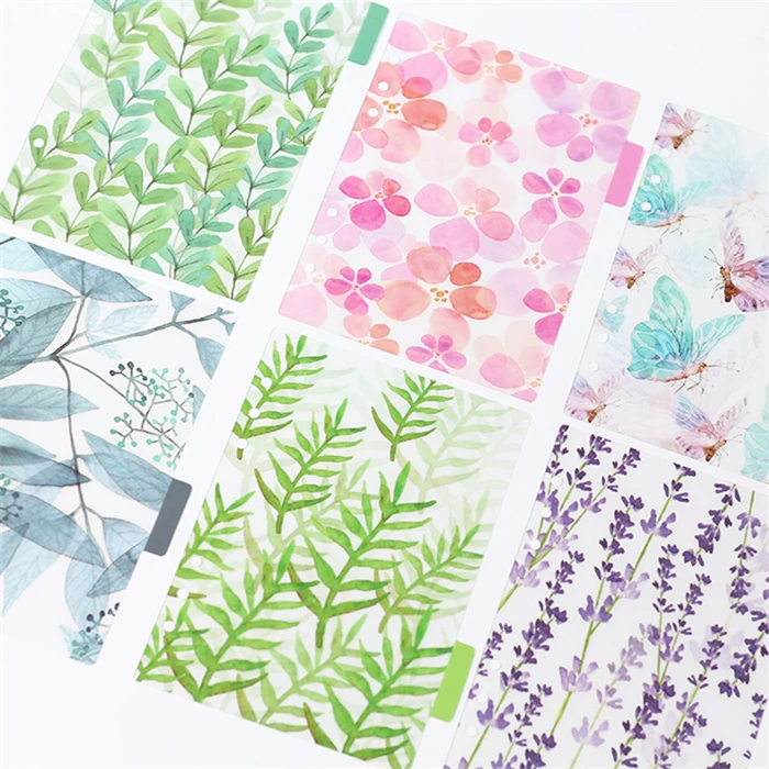 

A5 A6 A7 6pcs/set PP Binder Index Dividers, Spiral Notebook DIY Accessory, Loose Leaf Notepads Binder
