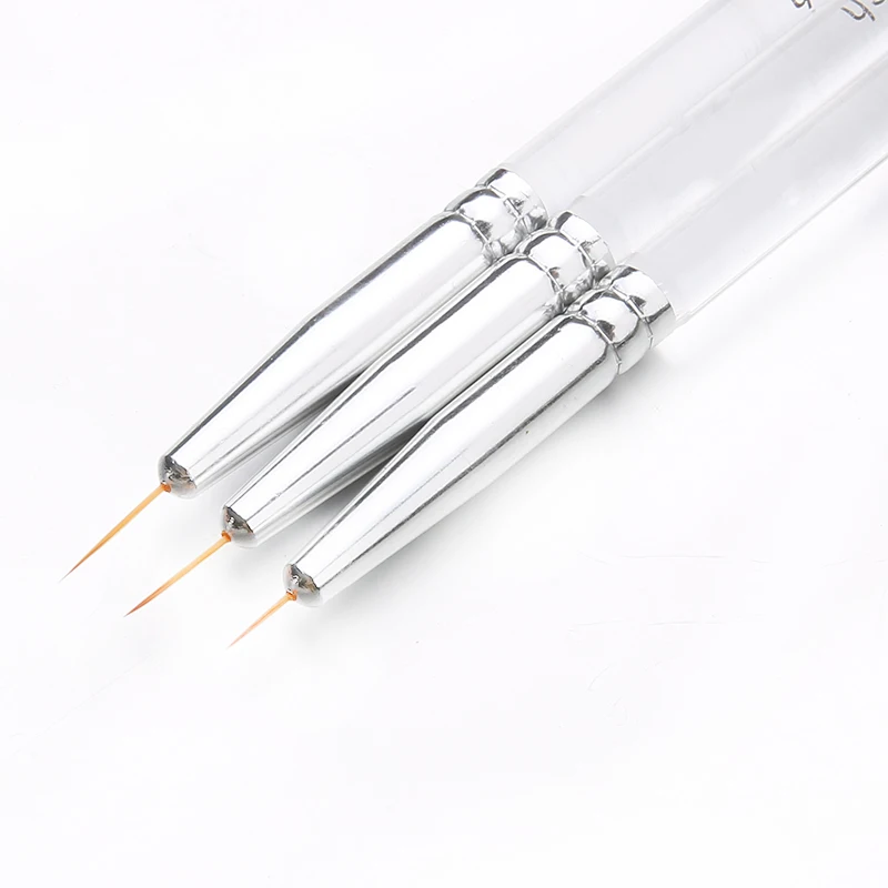 Shellhard 3pcs Nail Art Liner Painting Pen3D Tips DIY Acrylic UV Gel Brushes Drawing Kit Transparent Handle Manicure Tools