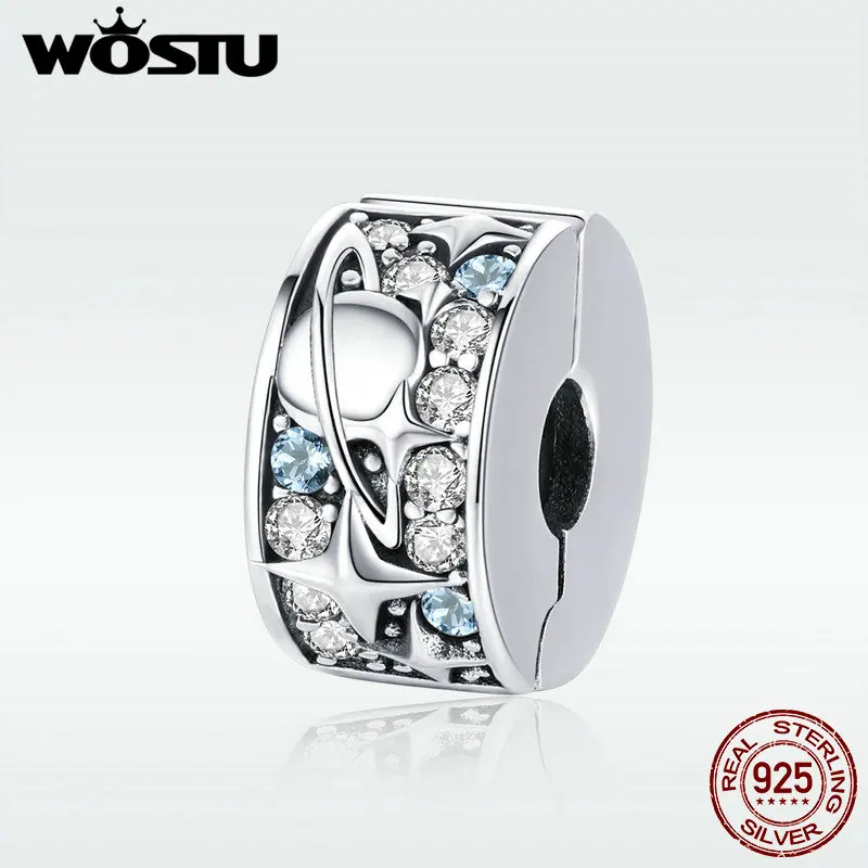 WOSTU Authentic 100% 925 Sterling Silver Universe Planet Beads Fit Charm Bracelet Pendant Delicate Elegant Jewelry Gift FIC985