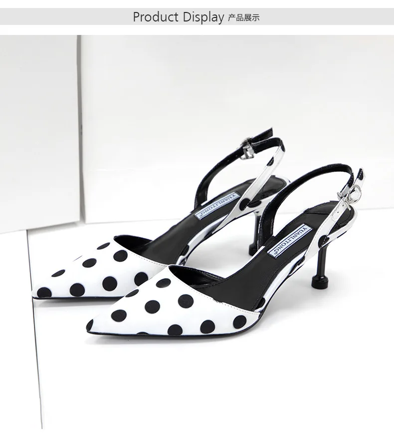 Г. Летняя женская обувь в европейском стиле с ремешком на щиколотке с пряжкой в горошек босоножки на тонком высоком каблуке с острым носком zapatos mujer