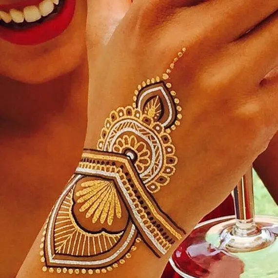 #352 Индия Heidi Henna тату металлик Flash Ювелирные Татуировки боди арт женские