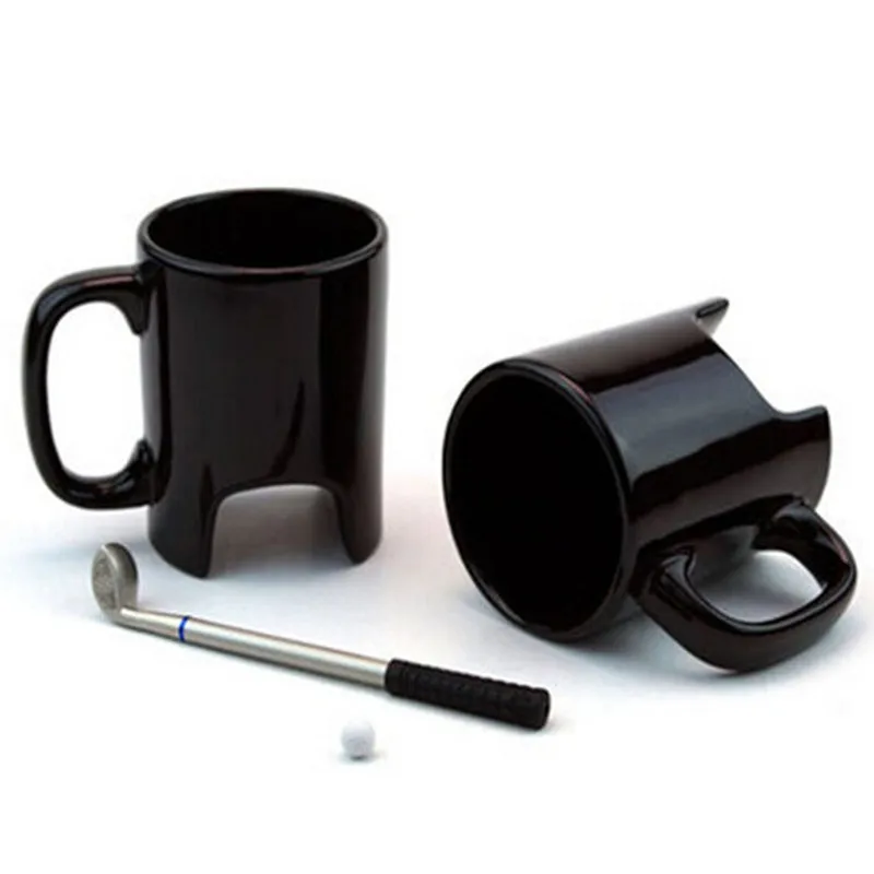 cheap 2017 Newest Creative Golf Mug Ceramics Porcelain Cup With Spoon Milk Coffee Mug Thermos Bottle Christmas Gifts