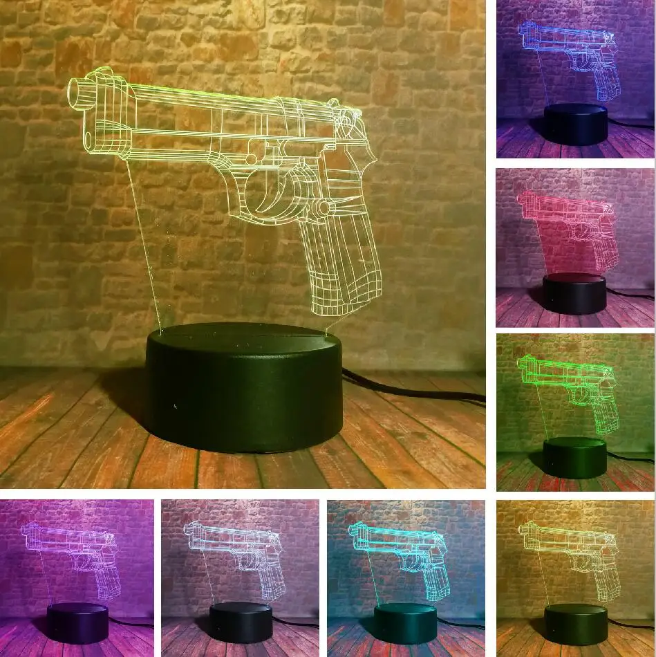 Винтовка стрельба машина пистолет битва Royale Модель 3D Сенсорная лампа RGB съемный светодиодный 7 цветов изменить ночник для игры подарки другу - Испускаемый цвет: Style 4