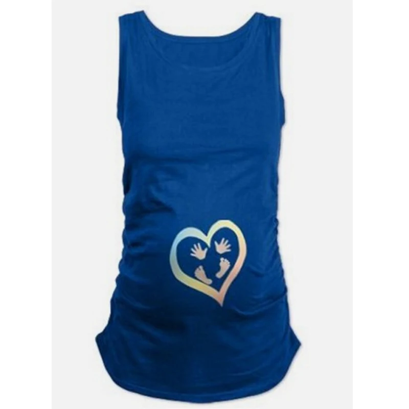 

2018 Summer Funny Pregnant Women Sleeveless T-shirts Maternity Tees Clothes Nursing Top Vest Pregnancy Long Tee Shirts Size 2XL