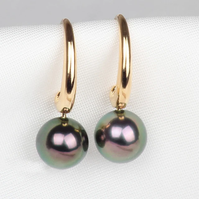 Clic Design Gvbori 7 8mm18k White Gold Tahitian Black Pearl Clic Design Gvbori 7 8mm18k White Gold Tahitian Black Pearl Earrings Women For Wedding Jewelry