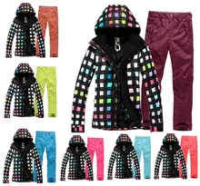 High Quality GSOU SNOW Black Women Ski Suit Sets 10K Waterproof Breathable Lady Snowboard Clothes Winter Dress Jackets+Pants