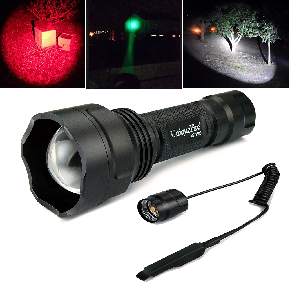 Uniquefire Remote Control Flashlight 1505 XPE LED Light Lamp Zoomable