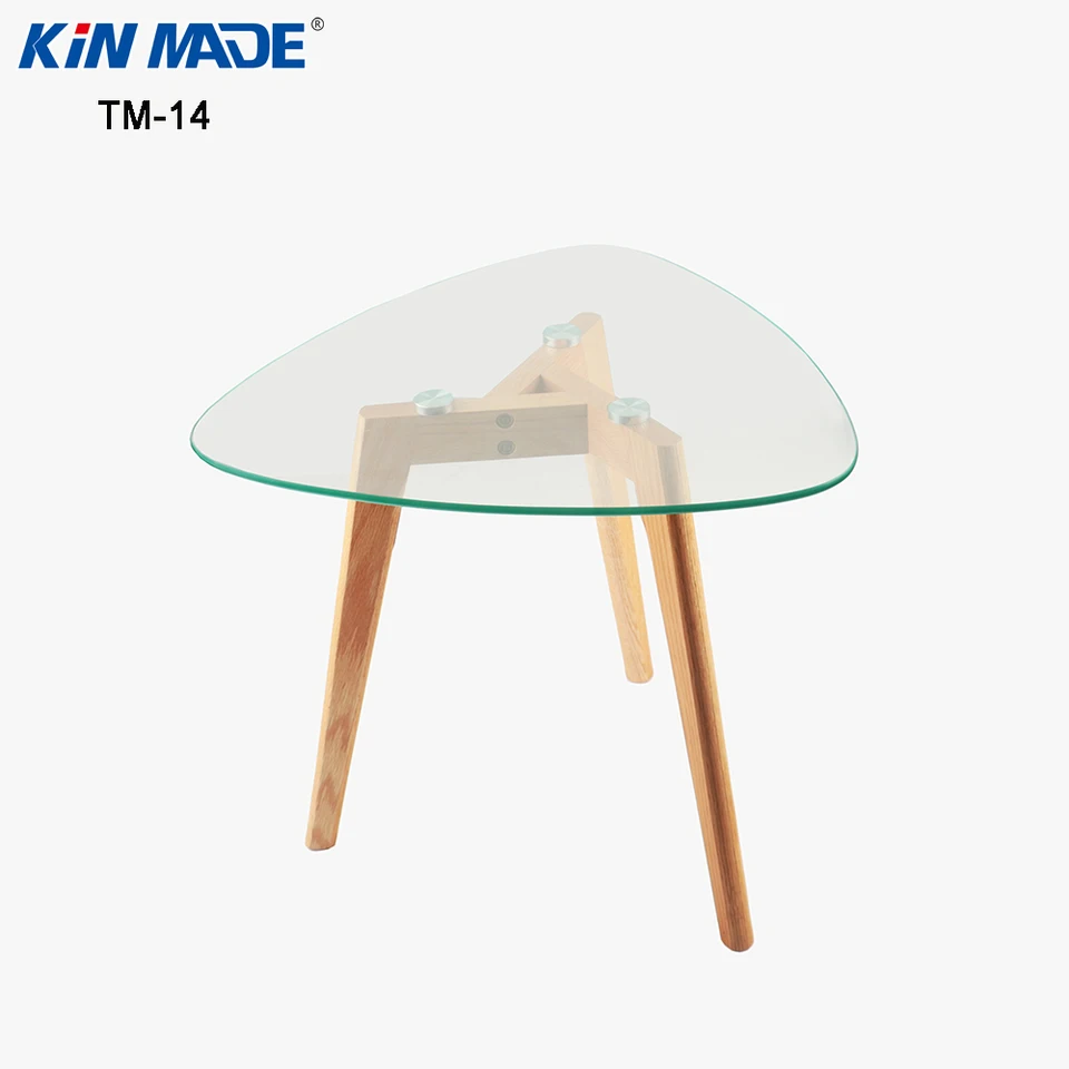 Kinmade Triangle Tempered Gl Top Coffee Table Solid Wood Oak Tempered Gl Top Coffee Table