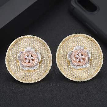 

Famous Design Luxury Popular Round Noble Delicate Gorgeous Big Stud Earrings for Women Ladies Fashion Jewelry Accessories