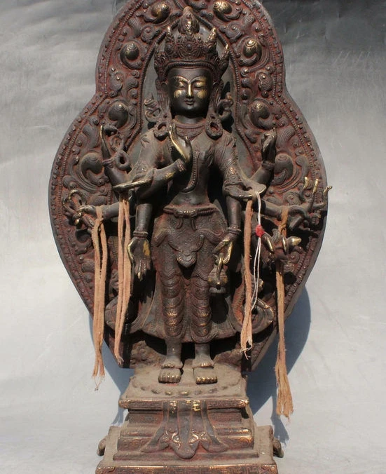 

21" Old Tibet Buddhism Bronze Padmapani Lokeshvara Tara Goddess Buddha Statue