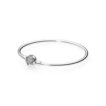 

925 Sterling Silver Unique Snowflake Moments Silver Bangle For Women Silver Jewelry Charm Bracelet