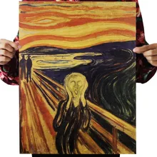 Edvard Munch печатает крик Винтаж крафт-бумага классический фильм плакат карта школы стены гаража украшения художественные принты в стиле ретро