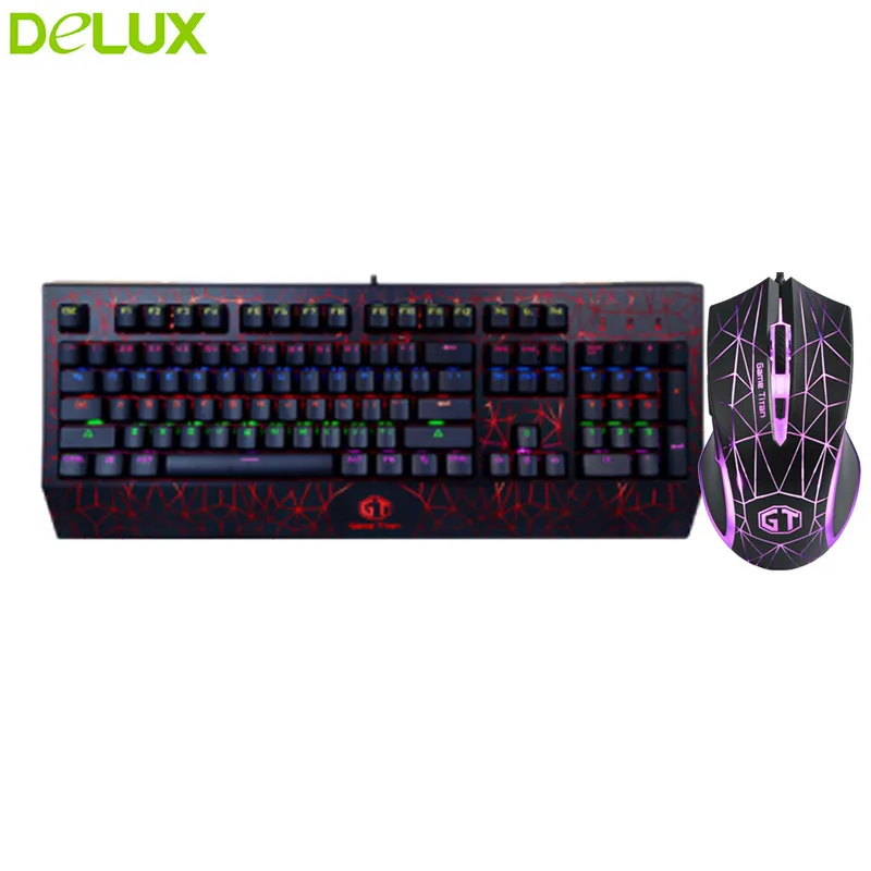 Проводная Механическая игровая мышь Delux USB яркий светодиодный светильник с