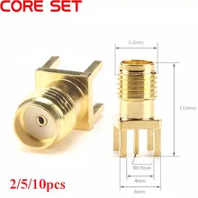 Внутренний разъем SMA припоя гайка край PCB зажим прямые крепление Позолоченные RF колодка разъема припоя 2/5/10 шт