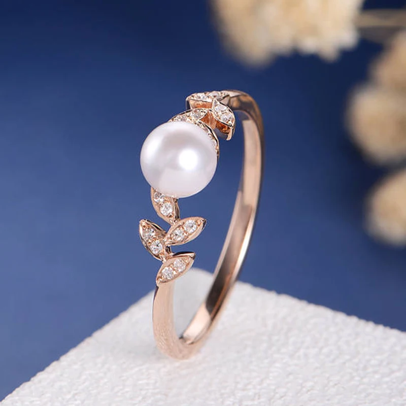 Rose Gold Moonstone Ring Twilight Wedding Party Rings for Women Jewelry Couple Love Ring Women Accessories Anillos B3D124
