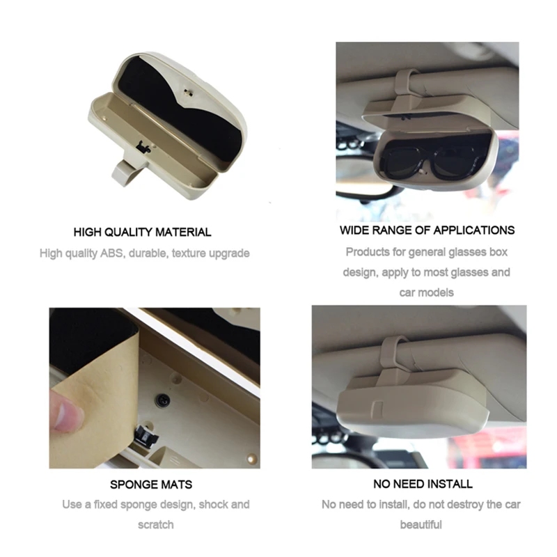 ZHAOXX Car Glasses Box Case Holder Sonnenbrillen Eye Glasses Organizer Box Mit Kreditkartenf/ächern Und Magnetischem Saugbereich F/ür Auto Sonnenblende F/ür Alle Fahrzeugmodelle