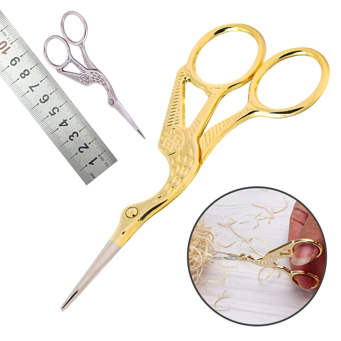 

1PCs Retro Classic Vintage Antique Stitch European Craft Gold Sewing Handicraft DIY Home Tool Crane Tailor Scissor