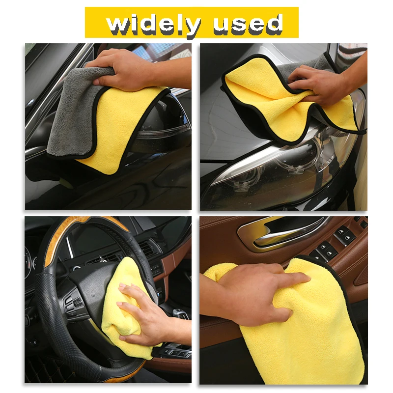 Thickening microfiber car towel double color used for car washing and cleaning super soft water absorption