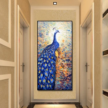

Abstract Animals Oil Painting Wall Art Posters and Prints on Canvas Beautiful Peacock Pictures for Living Room Decor No Frame