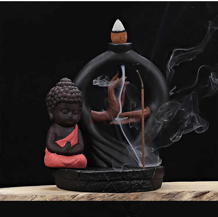 Креативный маленький монах Маленький Будда фоновая башня благовония конусы
