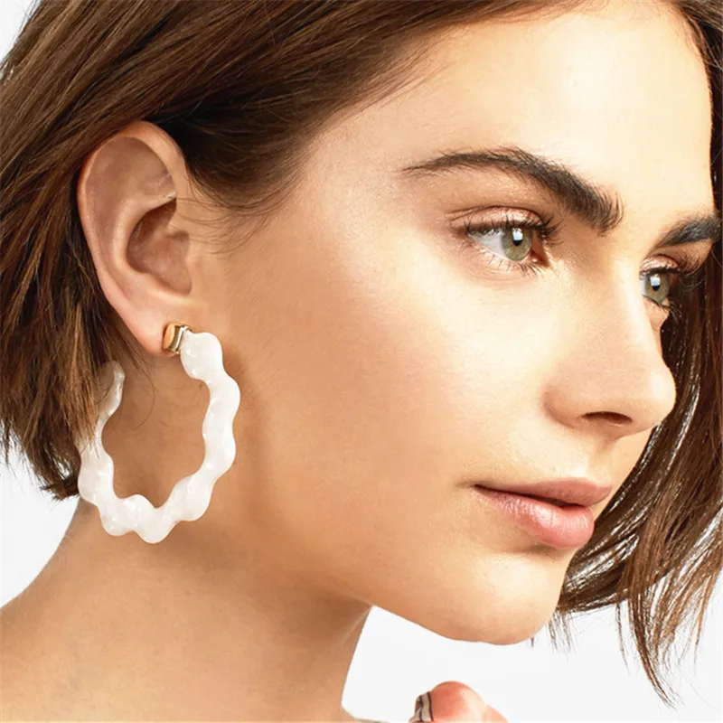 

Fashion Za Geometric Circle Drop Earrings For Women Simple Charm Leopard Print Resin Acrylic Statement Boho Bridal Jewelry