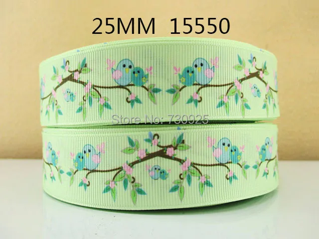 

5Y15550 tape 1" flower bird grosgrain printed ribbon diy girls Garment accessories ribbon gift warpping decoration