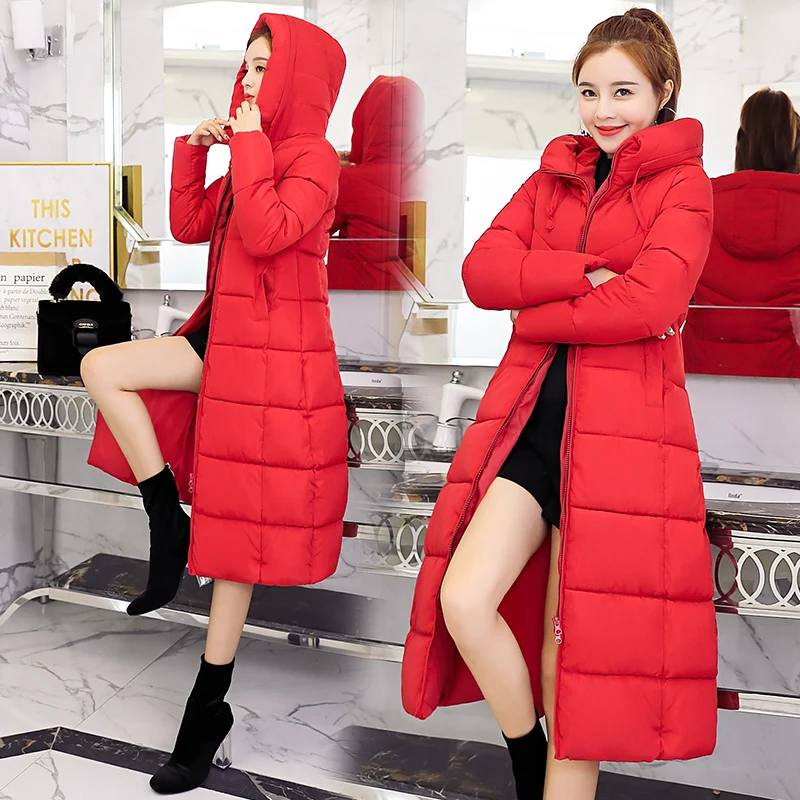 

S-6XL 2019 New spring winter Women Fashion Down long hoodie down Parkas Cotton Jackets Thick Female Long warm coat clothing