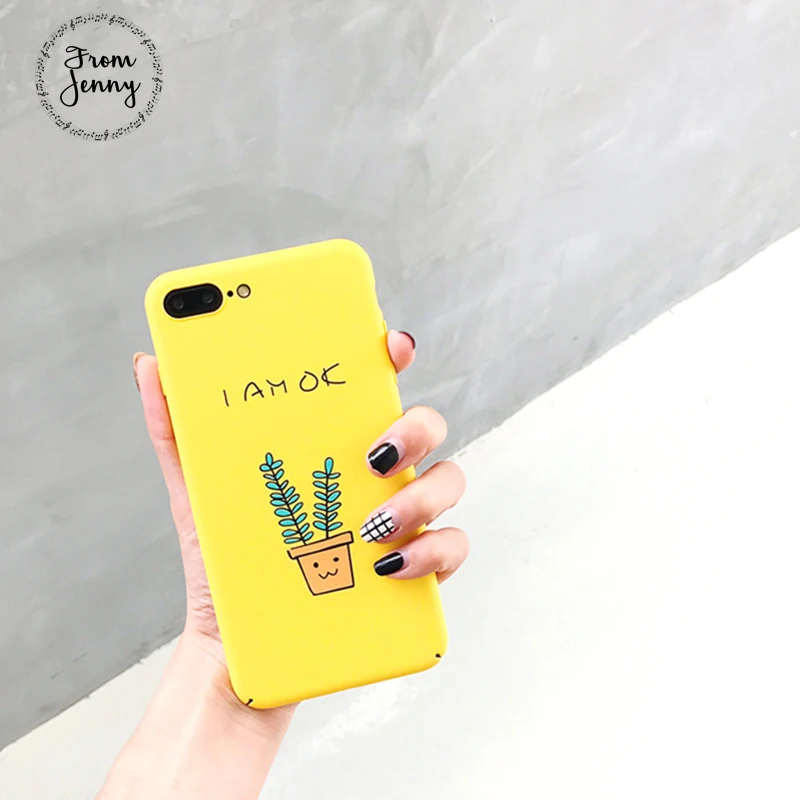 From Jenny Yellow Cartoon Cute Cactus Case for iphone 6 6s