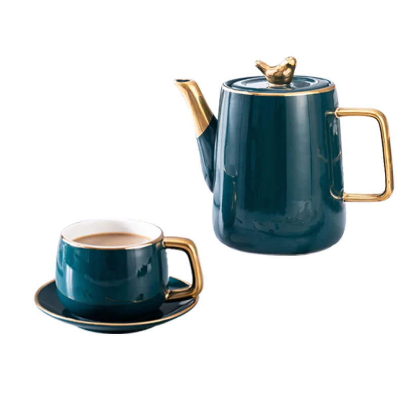 Послеобеденный чай чайный, кофейный набор чашка и блюдце набор, бытовой простой керамическая чашка и чашка набор, ручная роспись золото