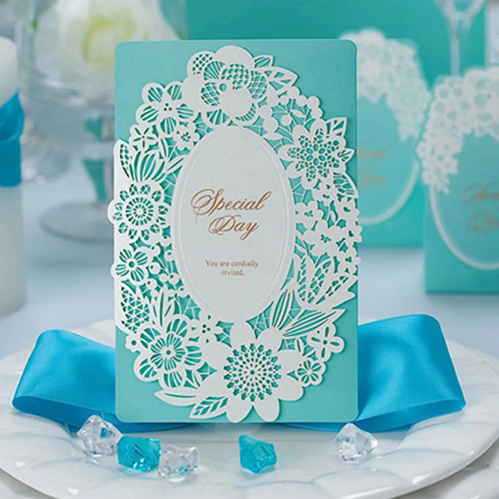 Peach Gold And Aqua Wedding Inspiration Invitations Aqua Glitter Layered Fancy Script Wedding Invitations