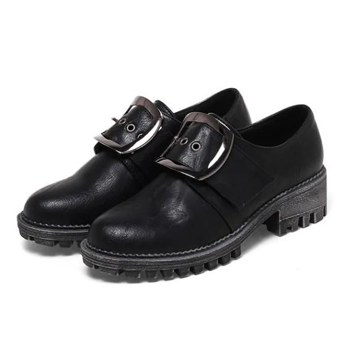 D knight Retro Style with Metal Buckle Women Oxford High Heel Pumps Woman Oxfords Casual Shoes Fashion High Heels Boots Women 43 (2)