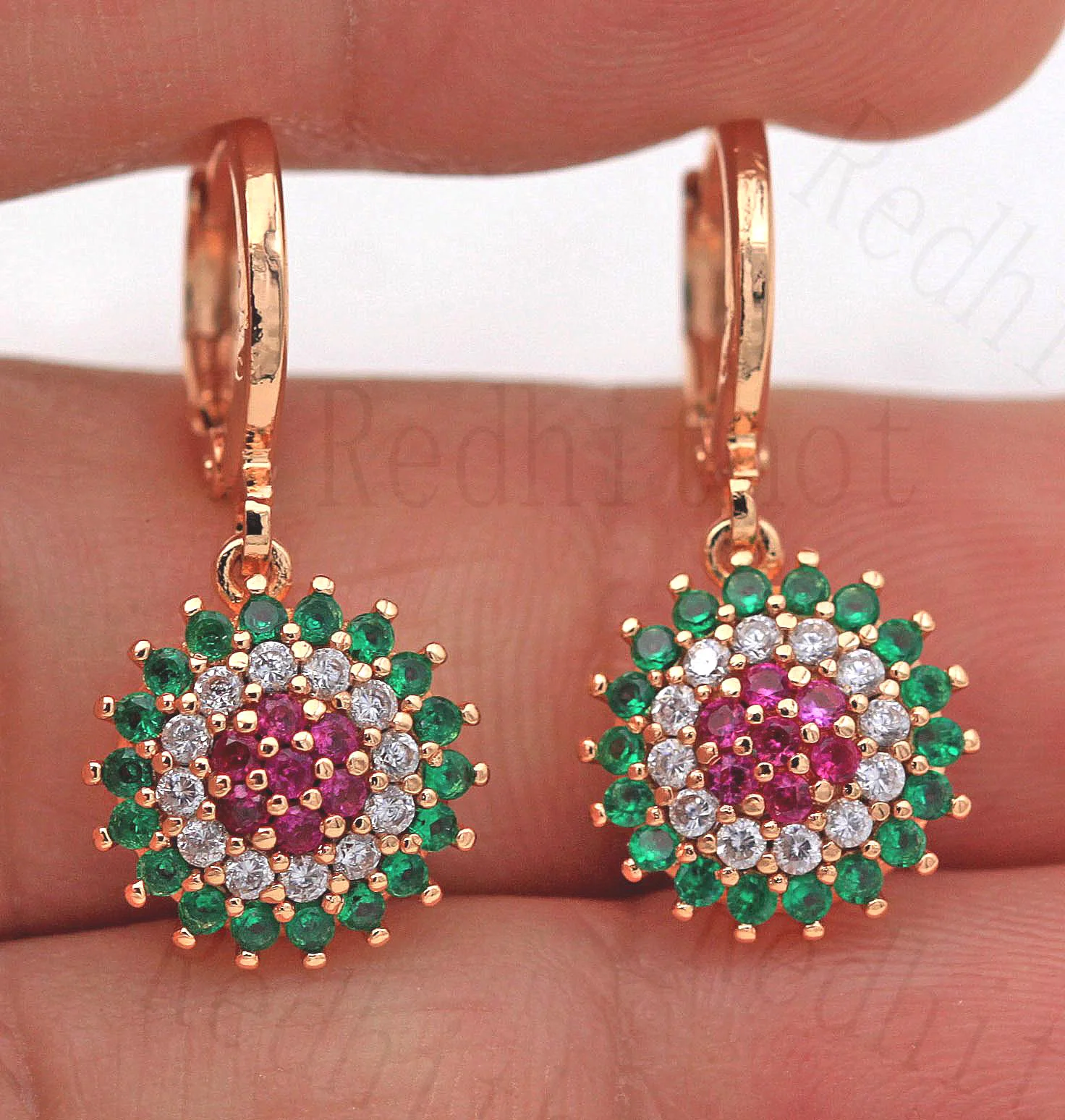 

New Luxury Sun Flower Drop Earrings for Women Umbrella shape Earring with Rainbow Zircon Trendy Jewelry for Wedding Engagement