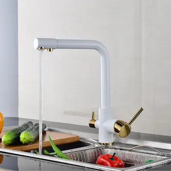 

Kitchen Faucet Deck Mounted Mixer Tap 360 Degree Rotation with Water Purification Features mixer Tap JM117