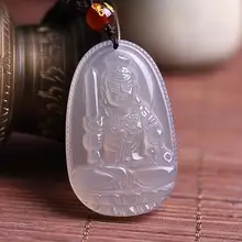 Светлое пятно натуральный белый агат Будда Кулон Fudo петух покровитель Цепочки и ожерелья
