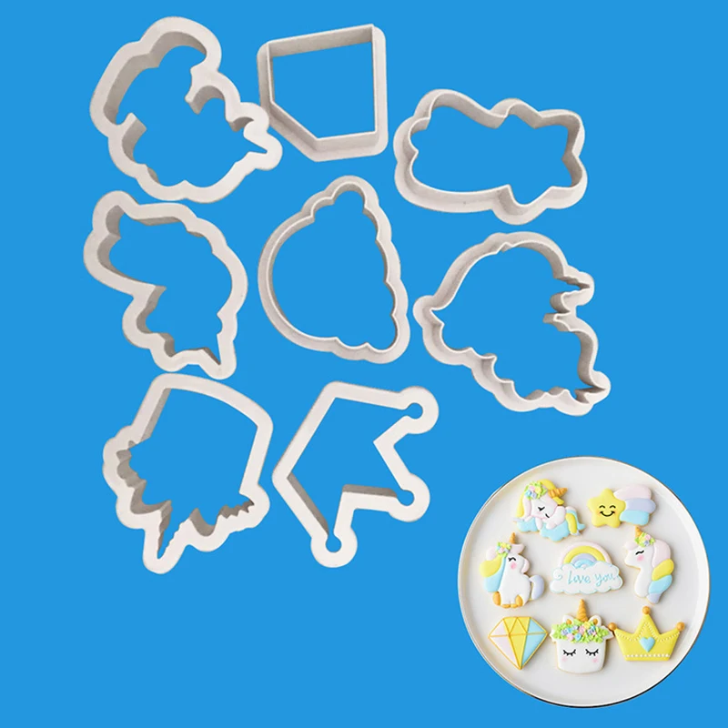 

8Pcs/Set Plastic Unicorn DIY Cookie Biscuit Cutter Mold Cake Pastry Fondant Mould Cutter Cake Decorating Tools