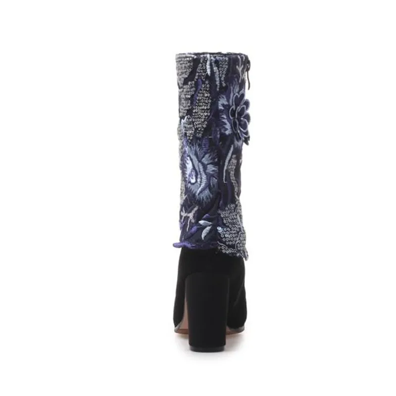 D'hiver Conception Hauts Broder Talons Dames Chaussons 8 Mode Botines Bleu Noir Botas Mujer Bottes Caoutchouc La Chunky À Femmes Cm Main l15K3uTFJc