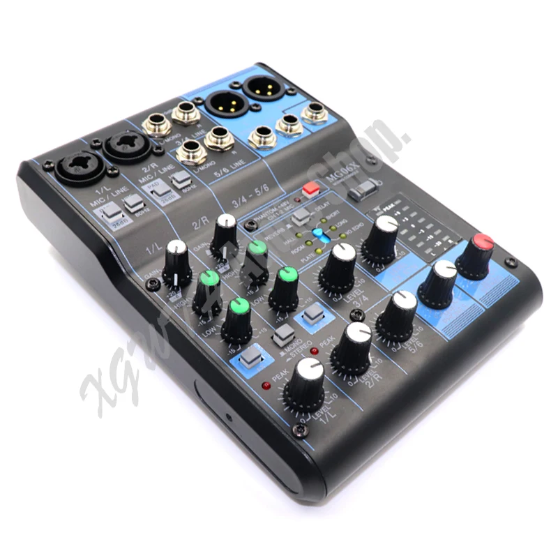 US $128.80 DJ 6 Channel Audio Mixer Sound Mixing Console 6 Input Compact Stereo Mixer With Effects 48V Phantom Power MG06X