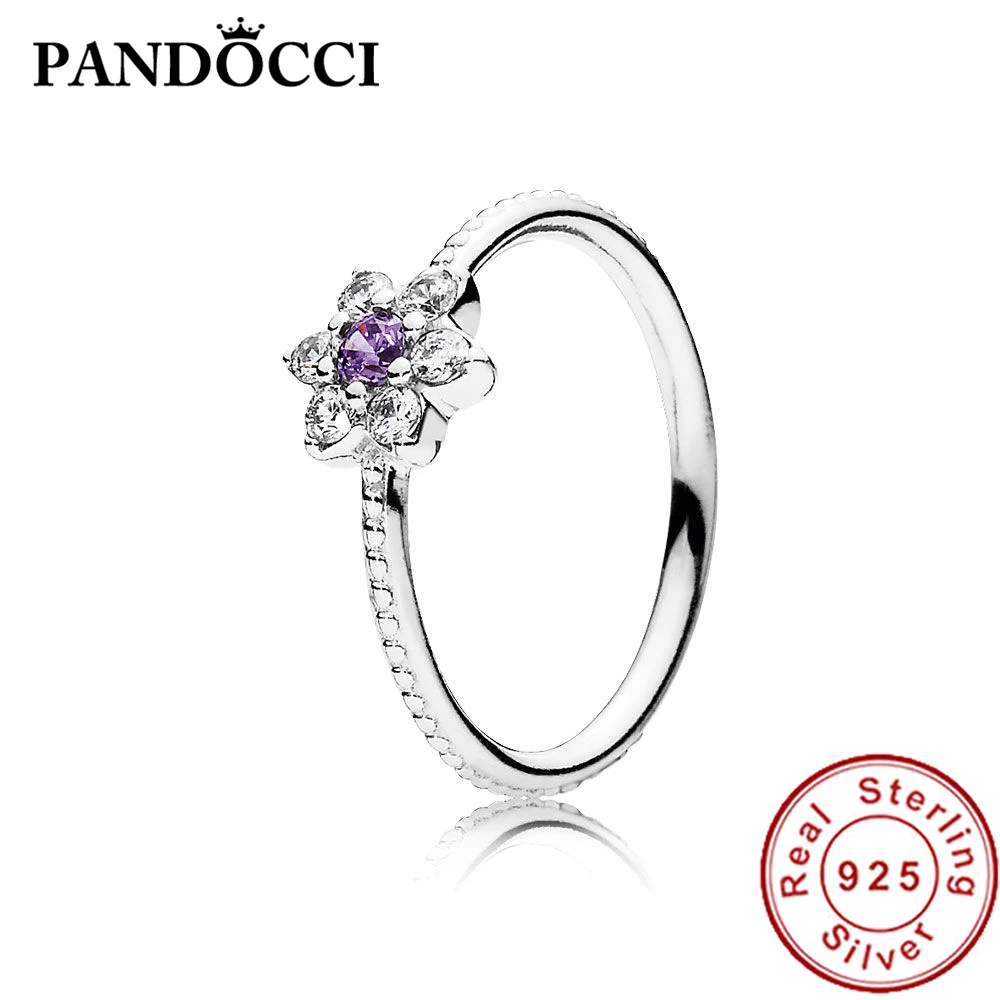 

PANDOCCI 100% 925 Sterling Silver 1190990ACZ Forget Me Not Ring, Purple & Clear CZ Original Women's Jewelry Gift