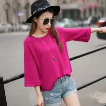 2017 spring New Ladies T-shirt sleeve head cashmere sweater raglan sleeve seven loose knit sweater Casual women cloth 2017 spring New Ladies T-shirt sleeve head cashmere sweater raglan sleeve seven loose knit sweater Casual women cloth